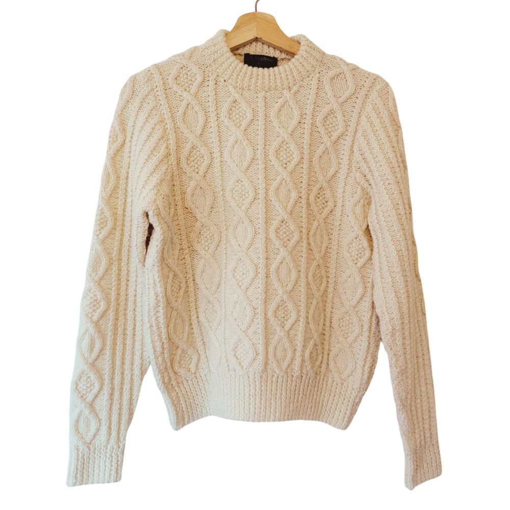 VTG TN Middlemass 100% Scottish Wool Chunky Cableknit Fisherman Sweater Sz M
